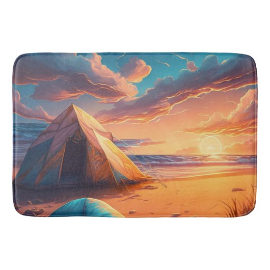 Kamp bij zonsopgang badmat (Voorkant)