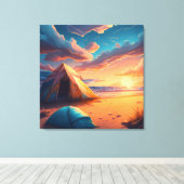 Kamp bij zonsopgang canvas afdruk (Insitu (Houten vloer))
