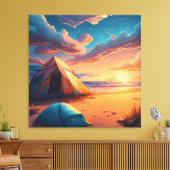 Kamp bij zonsopgang canvas afdruk (Insitu (Woonkamer))
