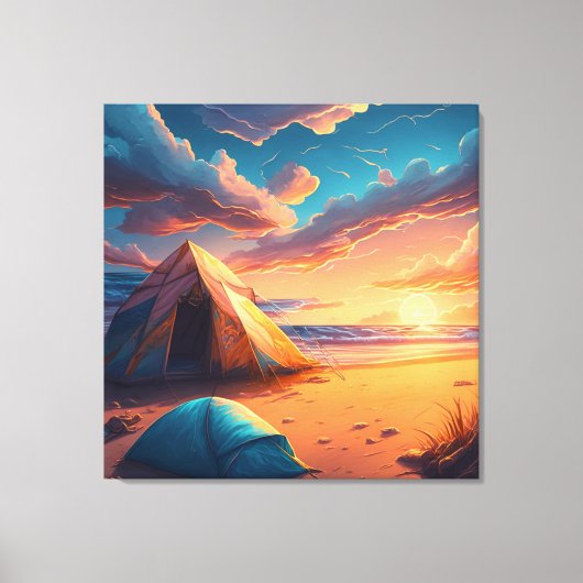 Kamp bij zonsopgang canvas afdruk (Voorkant)