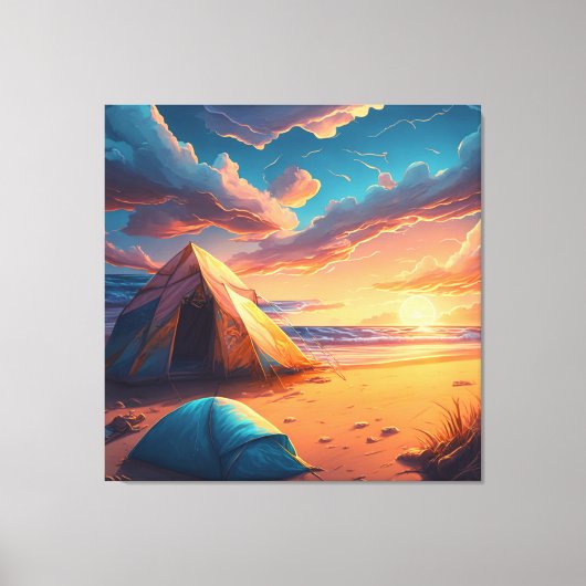 Kamp bij zonsopgang canvas afdruk (Voorkant)