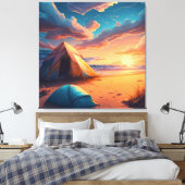 Kamp bij zonsopgang canvas afdruk (Insitu (Slaapkamer))
