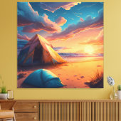 Kamp bij zonsopgang canvas afdruk (Insitu (Woonkamer))