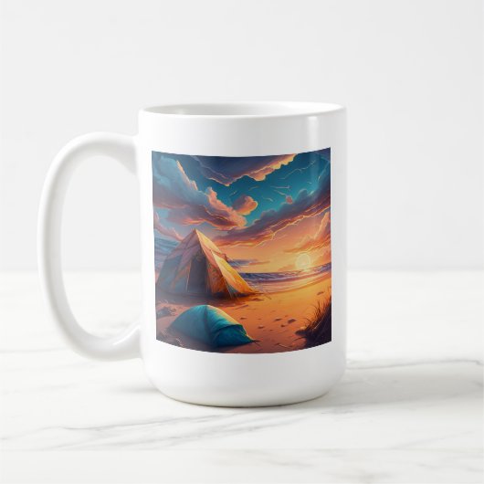 Kamp bij zonsopgang koffiemok (Links)