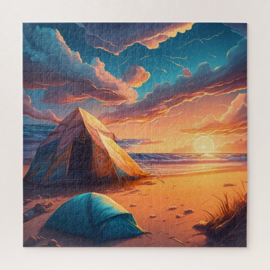 Kamp bij zonsopgang legpuzzel (Verticaal)