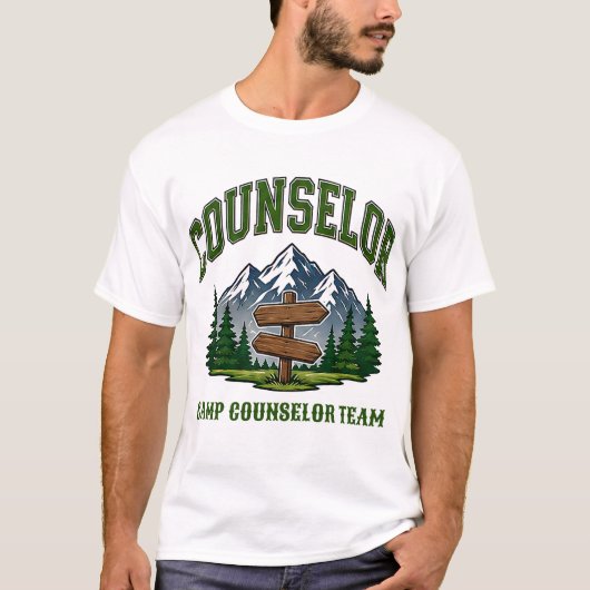 🌲 Kamp Counselor Team Typografie 👕 T-shirt (Voorkant)
