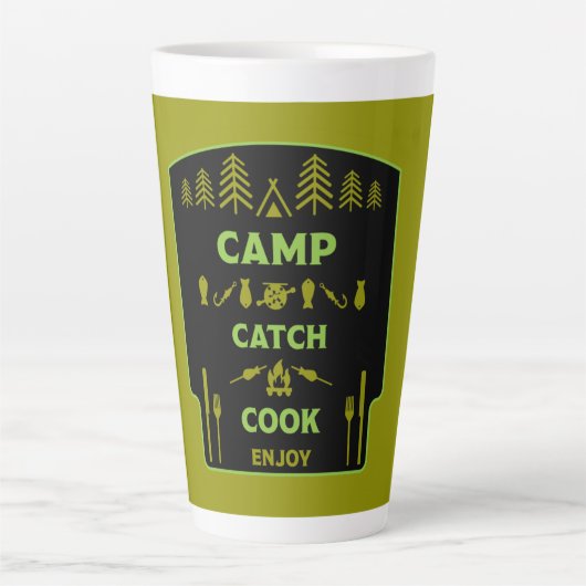 Kamp en vangst Vist reizen Latte Mok (Voorkant)
