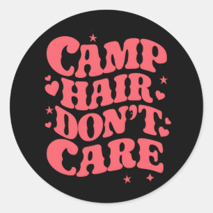 Kamp Haar Niet Geïnteresseerd Zomer Kamperen Meisj Ronde Sticker