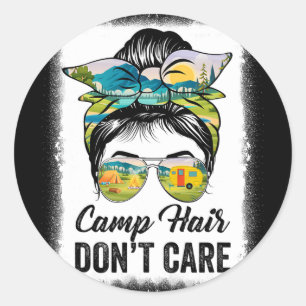 Kamp Haar Niet Kwijt Dames Kampeerder Camping Romm Ronde Sticker