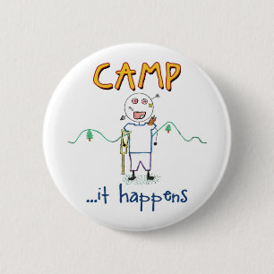 Kamp Happens - Grappige kinderzomer Kamp tekening Ronde Button 5,7 Cm