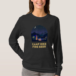 Kamp hike vuur bier kamperen wandelen camper wande t-shirt