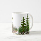 Kamp in het bos met wasbeer grappig koffiemok (Voorkant rechts)