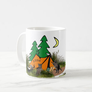Kamp in het bos met wasbeer grappig koffiemok