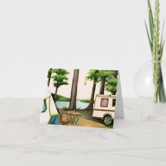 Kamp is een symbool van de zomer in vele landen ro bedankkaart (Voorkant)