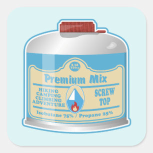 Kamp kachel brandstof canistier propaan isobutaan vierkante sticker