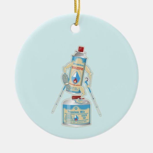 Kamp kachel gasflessen grappig wandelen keramisch ornament (Voorkant)