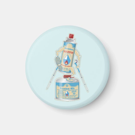 Kamp kachel gasflessen grappig wandelen magneet (Voorkant)