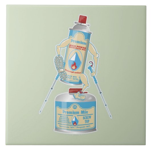 Kamp kachel gasflessen grappig wandelen tegeltje (Voorkant)