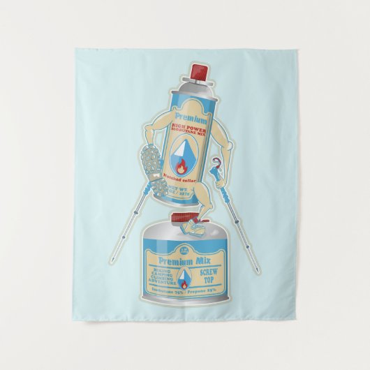 Kamp kachel gasflessen grappig wandelen wandkleed (Voorkant)