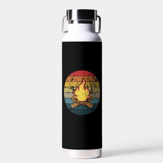 Kamp Kampeer Vuur Retro Waterfles (Voorkant)