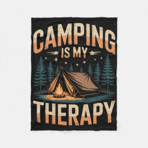 Kamp maken is mijn therapie Leuk buiten kampvuur F Fleece Deken