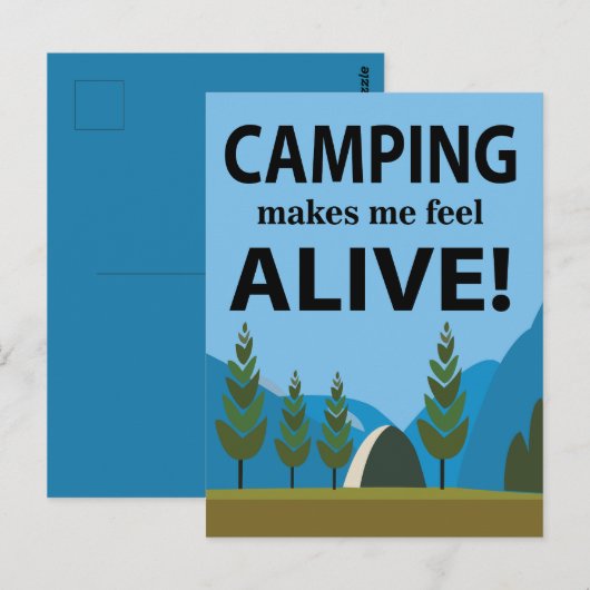 Kamp maken me levendig kamperen briefkaart (Voorkant / Achterkant)
