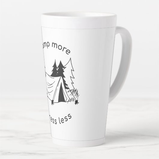 Kamp meer stress minder latte mok (Rechterhoek)