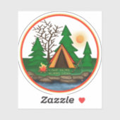 Kamp Meer zorgen Minder tentinspiratie Buitenshuis Sticker (Vel)