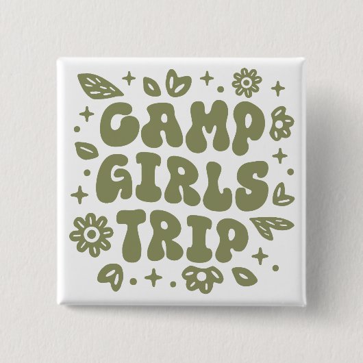 Kamp meisjes reis scout camping vierkante button 5,1 cm (Voorkant)