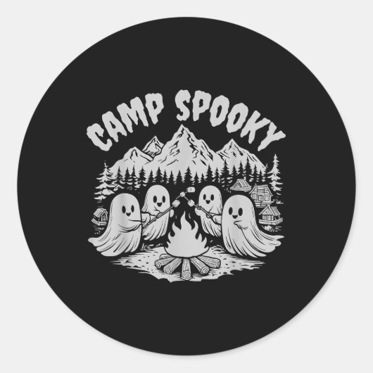 Kamp Spooky Summerween Zomer Halloween Schattigee Ronde Sticker (Voorkant)