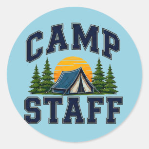 🏕️ Kamp Staf Team Typografie 👕 Ronde Sticker