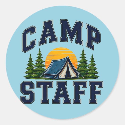 🏕️ Kamp Staf Team Typografie 👕 Ronde Sticker (Voorkant)