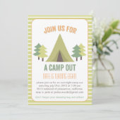 Kamp uit. Birthday Uitnodiging (Staand voorkant)