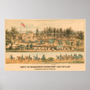 Kamp van de Massachusetts Second Company 1861 Poster
