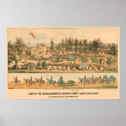 Kamp van de Massachusetts Second Company 1861 Poster (Voorkant)