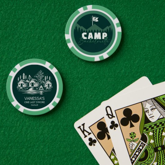 Kamp vrijgezellenfeest poker chips (Pokertafel (Dubbel))