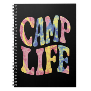 Kamp Zomer Meisjes Kampeer Leven Tie-Die Retro  Notitieboek