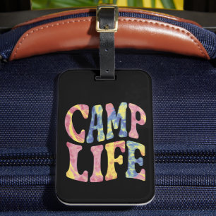 Kamp Zomer Meisjes Kampeerleven Tie-Die Retro Bagagelabel