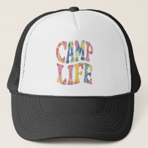 Kamp Zomer Meisjes Kampeerleven Tie-Die Retro  Trucker Pet