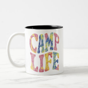Kamp Zomer Meisjes Kampeerleven Tie-Die Retro  Tweekleurige Koffiemok