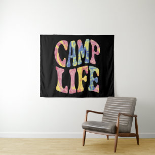 Kamp Zomer Meisjes Kampeerleven Tie-Die Retro  Wandkleed