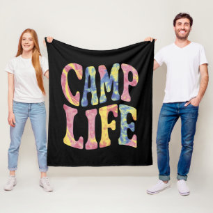 Kamp Zomer Meisjes Kampeerleven Tie-Dye Retro  Fleece Deken