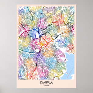 Kampala Oeganda Stad Kaart Poster