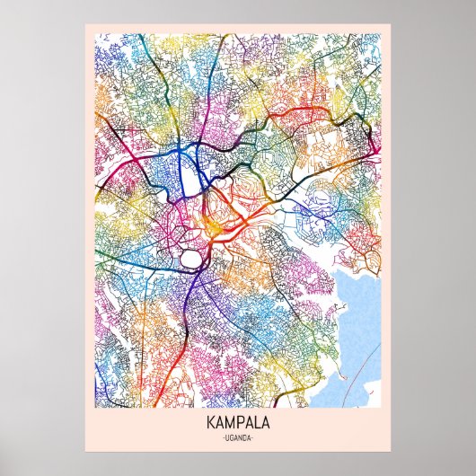 Kampala Oeganda Stad Kaart Poster (Voorkant)