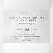 Kampeer Avonturen Altijd Kiezen | Grand Opening Drieluik Uitnodiging (Binnenkant midden)