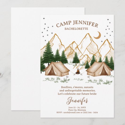 Kampeer Avontuurlijk Weekend voor de Bruid Kaart (Voorkant / Achterkant)