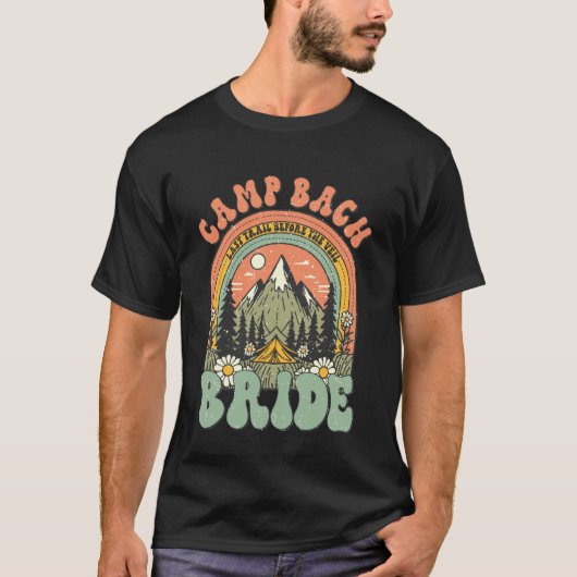 Kampeer Bach Bruid Retro Camping Bachelorette Fees T-shirt (Voorkant)