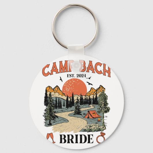 Kampeer Bach Bruid Wandeltocht Camping Bachelorett Sleutelhanger (Voorkant)