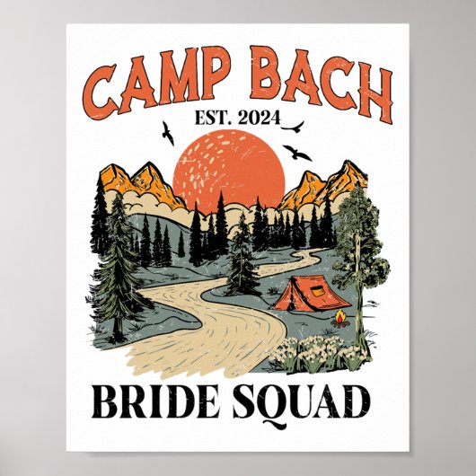 Kampeer Bach Bruids Team Wandel Kamp Bachelorette Poster (Voorkant)