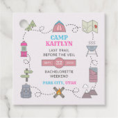 Kampeer Bach Wilderness Bachelorette Feestje Bedankjes Labels (Voorkant)